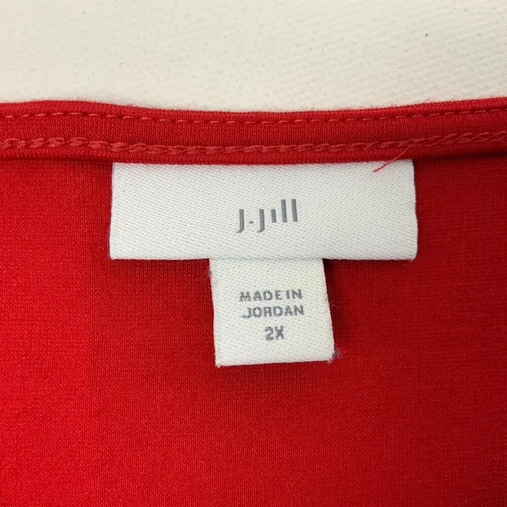 J Jill Simple Elegance Puff Sleeves Dress In Red Cherry Size 2XL - Picture 5 of 16